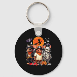 Three Funny Rats Costume Pirate Boo Mummy Hallowee Key Ring