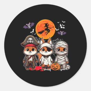 Three Funny Squirrels Costume Pirate Boo Mummy Hal Classic Round Sticker