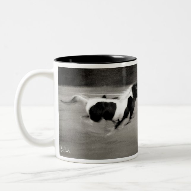 Three Galloping Horses Two-Tone Coffee Mug (Left)