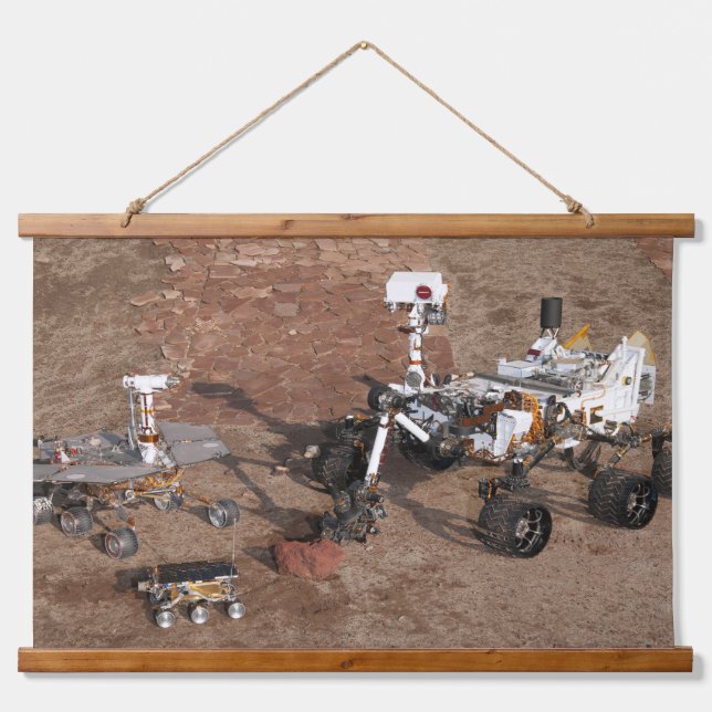 Three Generations Of Mars Rovers. Hanging Tapestry (Front)