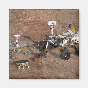 Three Generations Of Mars Rovers. Magnet