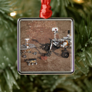 Three Generations Of Mars Rovers. Metal Ornament