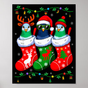 Three Geon In Christmas Socks Matching Xmas Pajama Poster