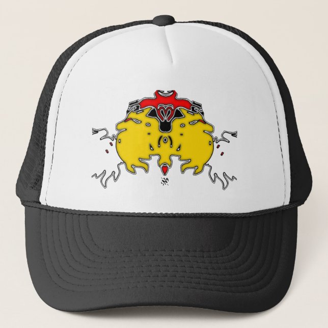 Three Ghosts Blowing (Yellow) Trucker Hat (Front)