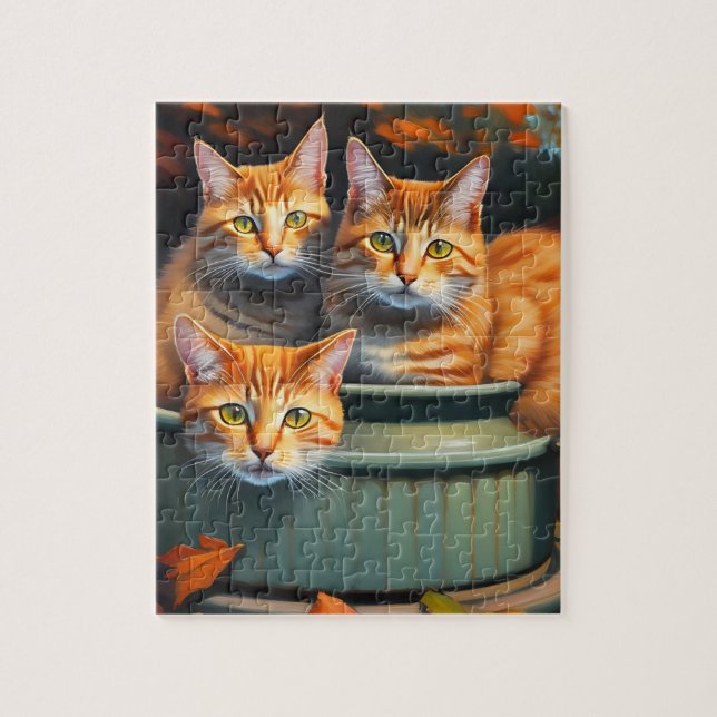 Three Ginger Cats In A Pot, Jigsaw Puzzle (Vertical)