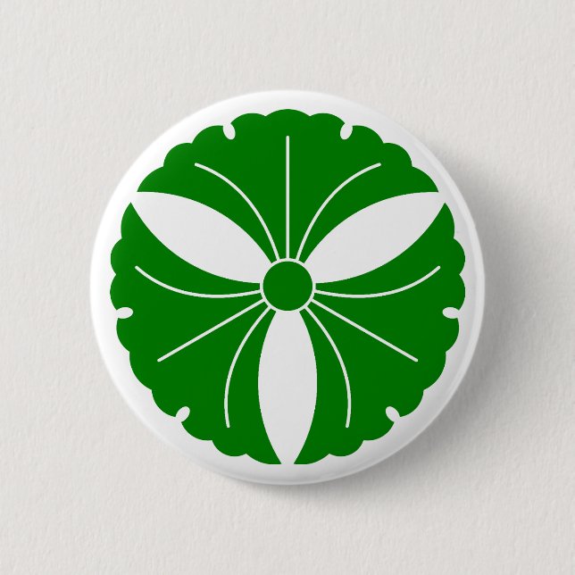Three ginkgo leaves 6 cm round badge (Front)