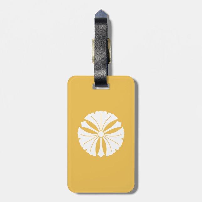 Three ginkgo leaves with swords luggage tag (Back Vertical)