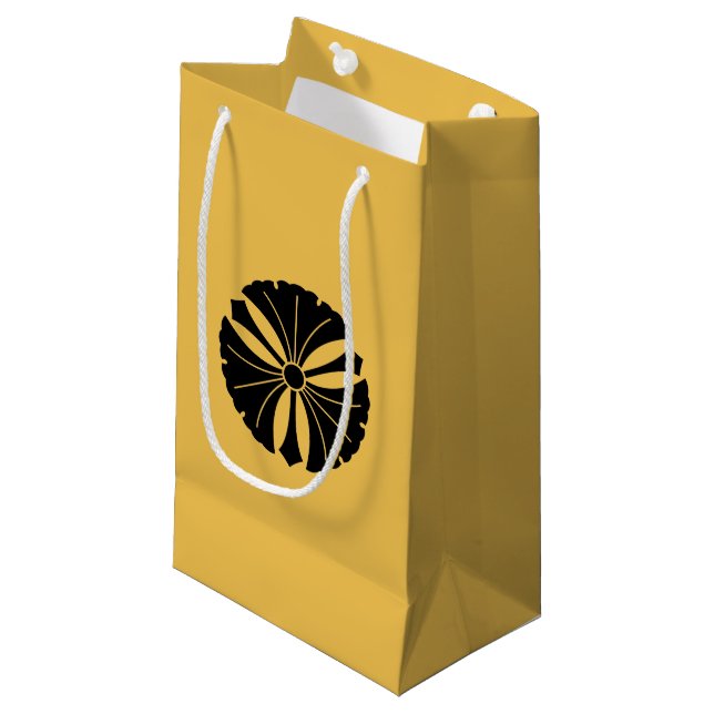 Three ginkgo leaves with swords small gift bag (Front Angled)