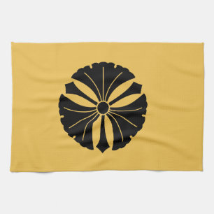 Three ginkgo leaves with swords tea towel