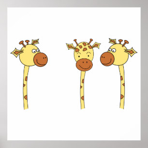 Three Giraffes Cartoon. Poster