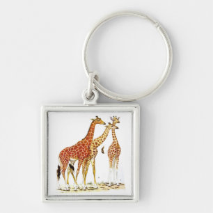 Three Giraffes Illustration Key Ring