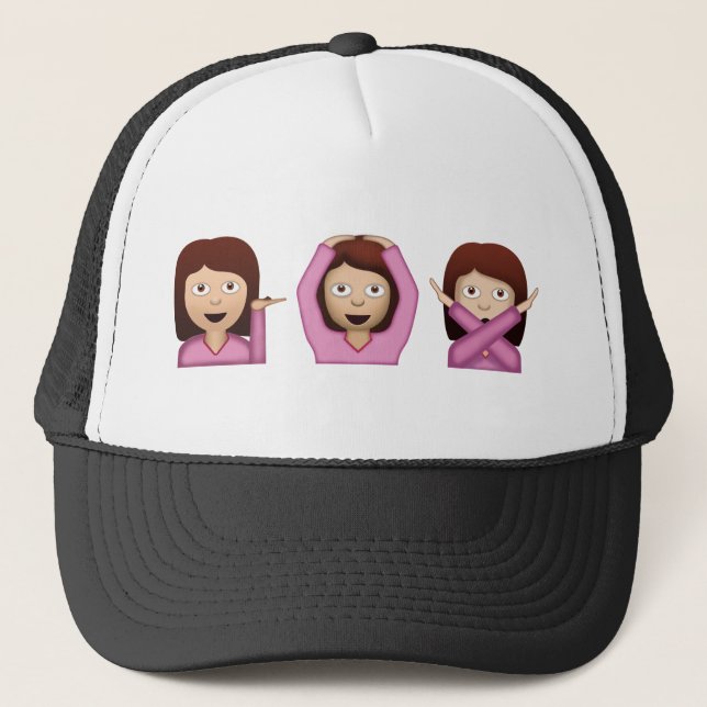 Three Girls Emoji Trucker Hat (Front)