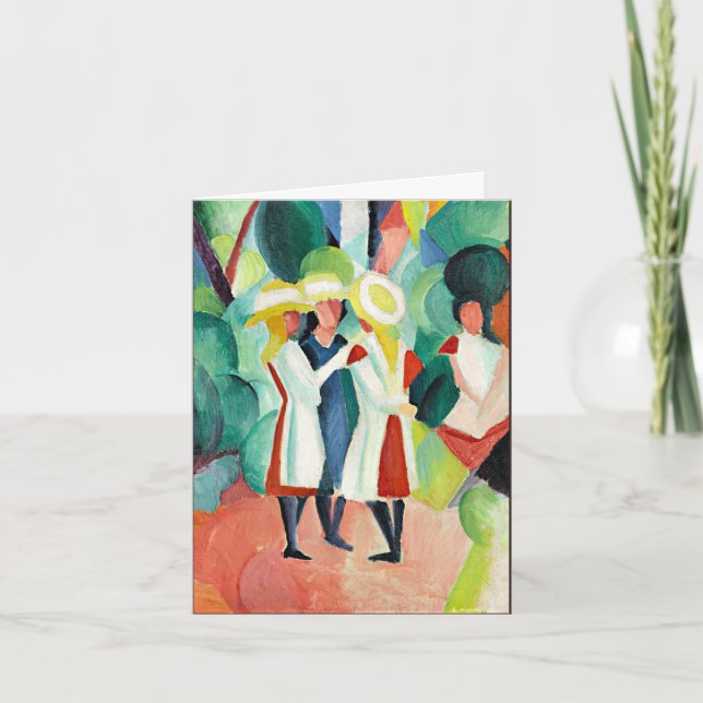 Three Girls in Yellow Straw Hats Holiday Card (Front)