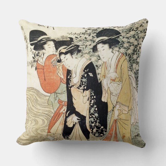 Three girls paddling in a river, from the 'Fashion Cushion (Front)