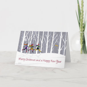Three Girls Running with Inside Message Card