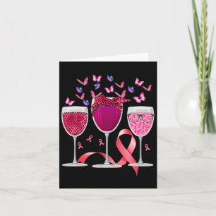 Three Gl Wine Breast Cancer Awareness Pink Ribbon  Card