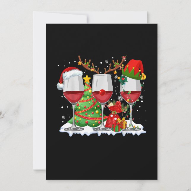 Three Glass Of Red Wine Funny Xmas Drinker Christm Save The Date (Front)