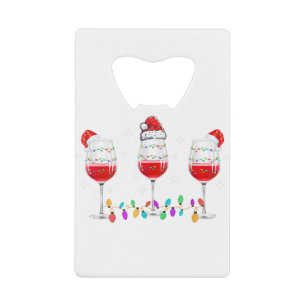 Three Glasses of Wine Christmas Lights Santa Hat X