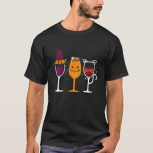 Three Glasses Of Wine Halloween Funny Alcohol T-Shirt