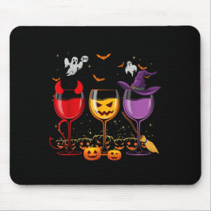 Three Glasses of Wines Funny Halloween Wine Lover Mouse Pad