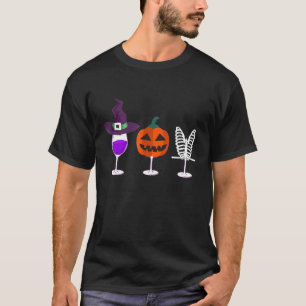 Three Glasses Of Wines Tee Funny Halloween Wine Co