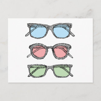 Three Glasses Sketch Postcard