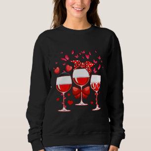 Three Glasses Wine Heart Couple Valentines Day  35 Sweatshirt