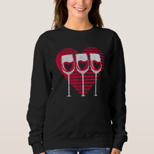 Three Glasses Wine  Heart  Couples Valentine's Day Sweatshirt