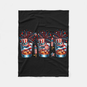Three Gles Of Bourbon Funny Drinker Patriotic 4th Fleece Blanket