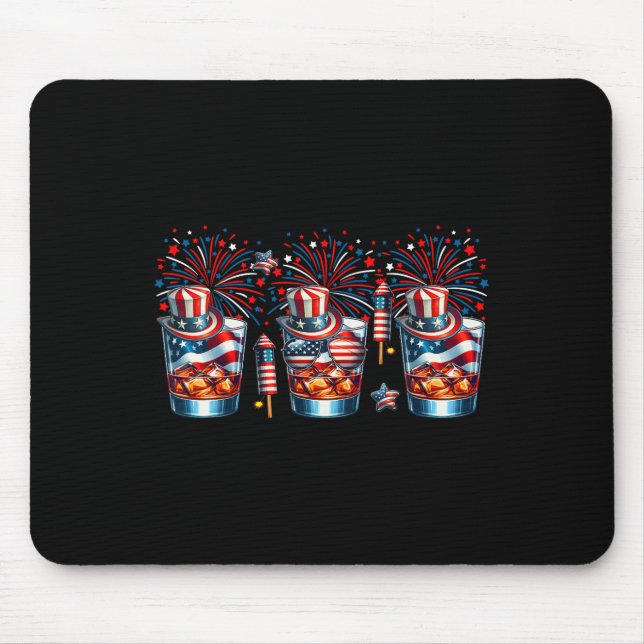 Three Gles Of Bourbon Funny Drinker Patriotic 4th  Mouse Pad (Front)