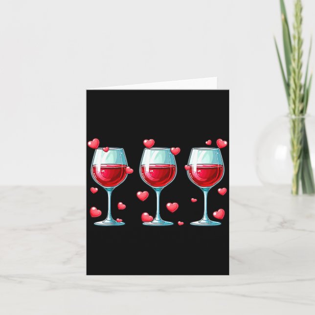 Three Gles Of Wine Valentine's Day Couple Funny Dr Card (Front)
