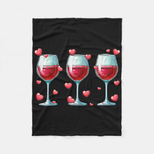 Three Gles Of Wine Valentine's Day Couple Funny Dr Fleece Blanket