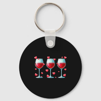 Three Gles Of Wine Valentines Day Couple Funny Dri Key Ring