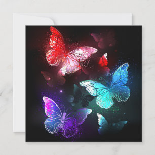 Three Glowing Butterflies on night background Advice Card