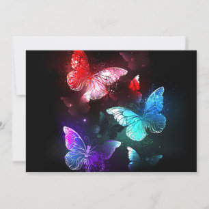 Three Glowing Butterflies on night background Advice Card