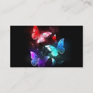 Three Glowing Butterflies on night background Advice Card