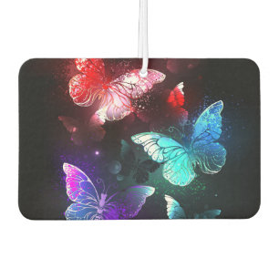 Three Glowing Butterflies on night background Car Air Freshener