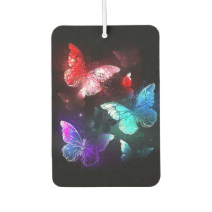 Three Glowing Butterflies on night background Car Air Freshener