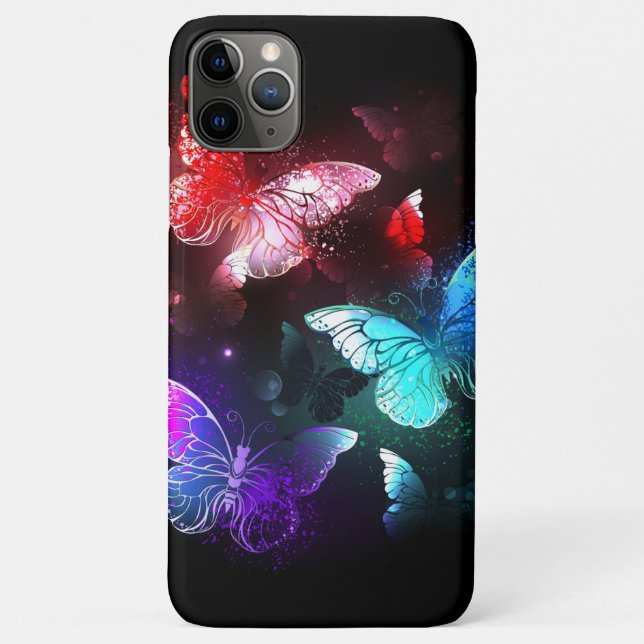 Three Glowing Butterflies on night background Case-Mate iPhone Case (Back)