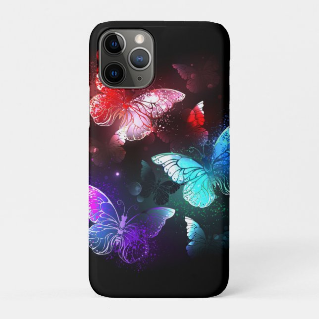 Three Glowing Butterflies on night background Case-Mate iPhone Case (Back)