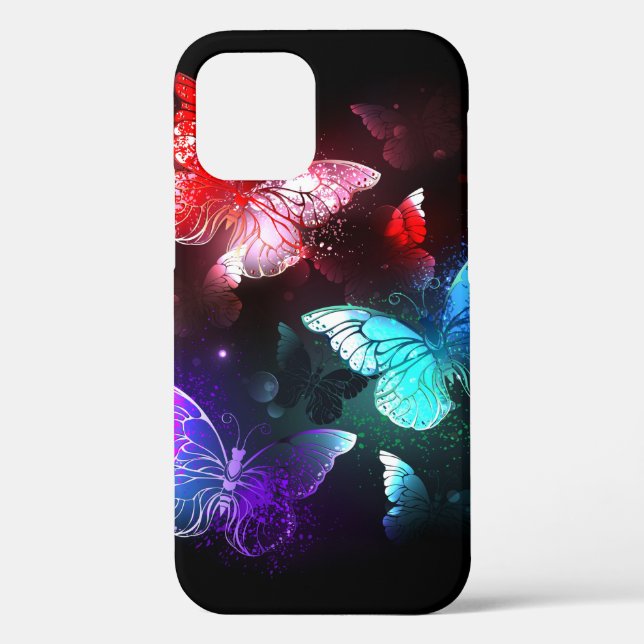 Three Glowing Butterflies on night background Case-Mate iPhone Case (Back)
