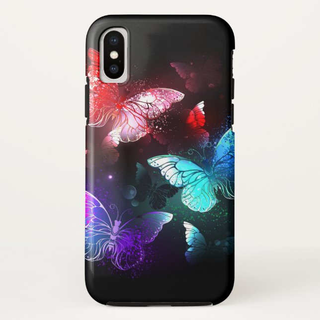 Three Glowing Butterflies on night background Case-Mate iPhone Case (Back)