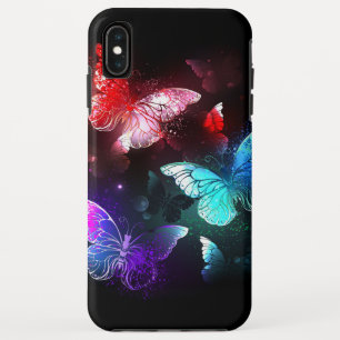 Three Glowing Butterflies on night background iPhone XS Max Case