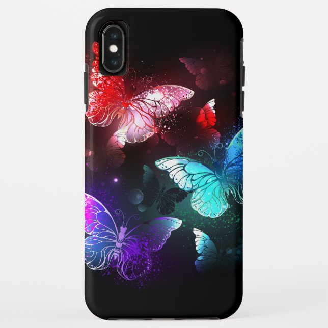 Three Glowing Butterflies on night background Case-Mate iPhone Case (Back)