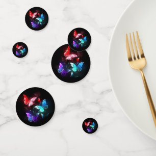 Three Glowing Butterflies on night background Confetti