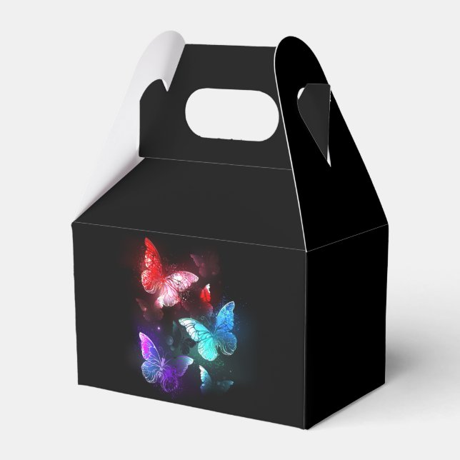 Three Glowing Butterflies on night background Favour Box (Front Side)