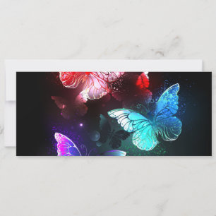 Three Glowing Butterflies on night background Holiday Card