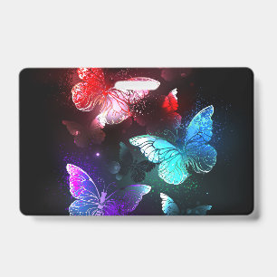 Three Glowing Butterflies on night background ID Badge