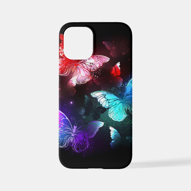 Three Glowing Butterflies on night background iPhone Case (Back)