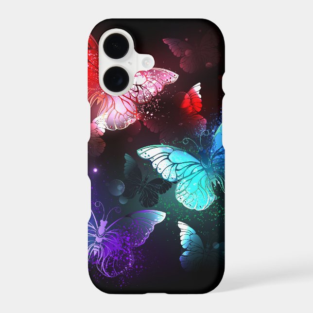 Three Glowing Butterflies on night background iPhone Case (Back)
